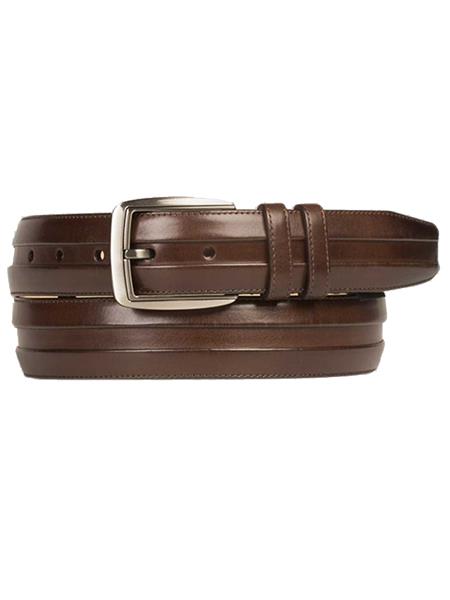 Mezlan Belts Brand Men's Genuine Calfskin Cognac Skin Belt