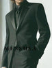 High Quality 1-Button Side Vented Super 140's Tuxedo Suit +Black Shirt+Black Tie mensusa