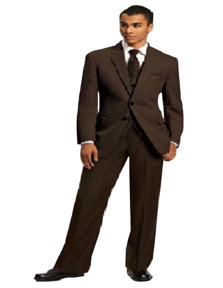 Brown Vested Classic Fit Suit
