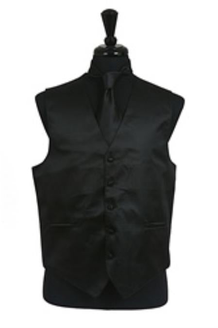 Horizontal Rib Pattern Dress Tuxedo Wedding Vest ~ Waistcoat ~ Waist coat Tie Set Black Buy 10 of same color Tie For $25 Each - Men's Neck Ties - Mens Dress Tie - Trendy Mens Ties mensusa