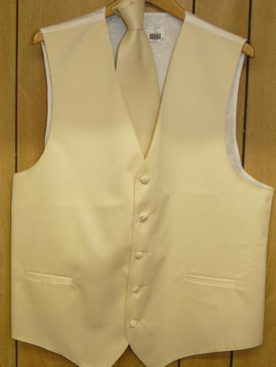 IVORY GROOMSMEN DRESS TUXEDO WEDDING Vest ~ Waistcoat ~ Waist coat & TIE SET Buy 10 of same color Tie For $25 Each - Men's Neck Ties - Mens Dress Tie - Trendy Mens Ties mensusa