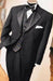 JET Black Super 150's 3 Button Tuxedo Jacket + Pants + Black Vest + Shirt+BowTie - mensusa