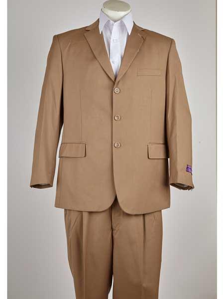 Men's Khaki Classic Fit 3 Button Suit