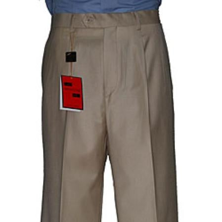 Men'S Brown Single-Pleat Dress Pants Unhemmed Unfinished Bottom - Cheap Priced Dress Slacks For Men On Sale main image 1