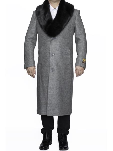 Mens Overcoat Mens Light Grey Dress Coat now on Sale