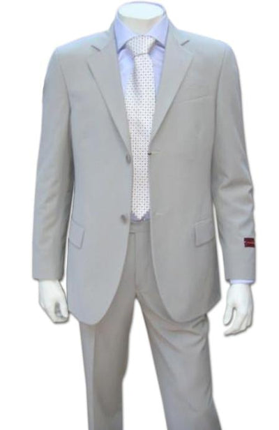 Lightest Grey Color ~ Beige 2 Button Style Superior Fabric Rayon Viscose Dress Suit (LIGHT GRAY) - mensusa