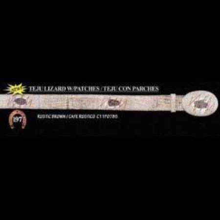 Cowboy Exotic Belt 1.5 Lizard Teju with Patch by Los Altos