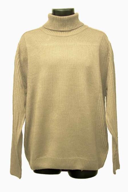 Men's Long Sleeve Acrylic Knit Mock Neck Regular Fit Ivory Turtleneck Sweater set Suit Available in Mens Big And Tall Sweaters Sizes