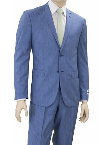Men's Wedding - Prom 2025 Event Bruno 2 Buttons Slim Fit Denim Blue Suit