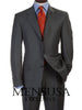 Luxurious High End Side Vented Men's 3 buttons Super 150's Conservative Charcoal - Color: Dark Grey Suit - mensusa