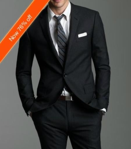 Black 2 Button Italian Cut Men'S Suits 2 Piece main image 1