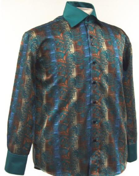 Green Clubwear Shirts With Button Cuff