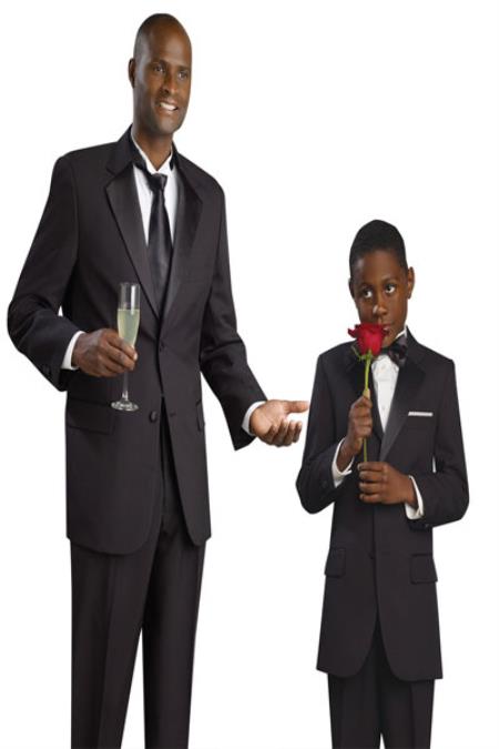 Matching Kids Sizes Father & Son Boys and Men's Suit Prefect for toddler Suit wedding attire outfits & Tuxedo â€“ Black