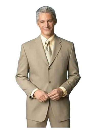 Medium Tan ~ Beige Side Vent Three buttons style 100% Worsted Higher Quality Back Side Vent - mensusa