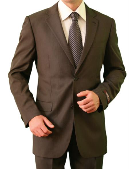 Men's 2 Button Front Slim Brown Shadow Stripe ~ Suit Mini Stripe ...