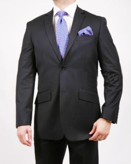 Men'S Two Buttons Light Grey Stripe ~ Pinstripe Suit No Pleated Pants Side Vent Regular Fit main image 1