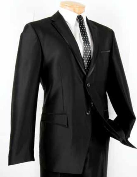 Men's 2 Button Slim Fit Suit Black mensusa