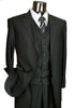Men's Black 6 button vest single three piece suit - Seersucker Fabric Summer Fabric Cotton Fabric - Black on Black Stripe mensusa
