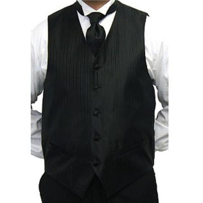 Men's Black Four-piece Dress Tuxedo Wedding Vest ~ Waistcoat ~ Waist coat Set Buy 10 of same color Tie For $25 Each - Men's Neck Ties - Mens Dress Tie - Trendy Mens Ties mensusa