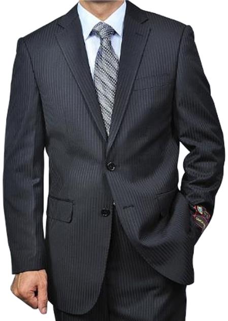 Men's Cheap Priced discounted 2 Button Tonal Stripe ~ Pinstripe Dress Cheap Priced Business Suits Clearance Sale with Flat Front Pants Black Available in 3 Buttons Style Regular Classic Cut Cheap Suits For Men main image 1