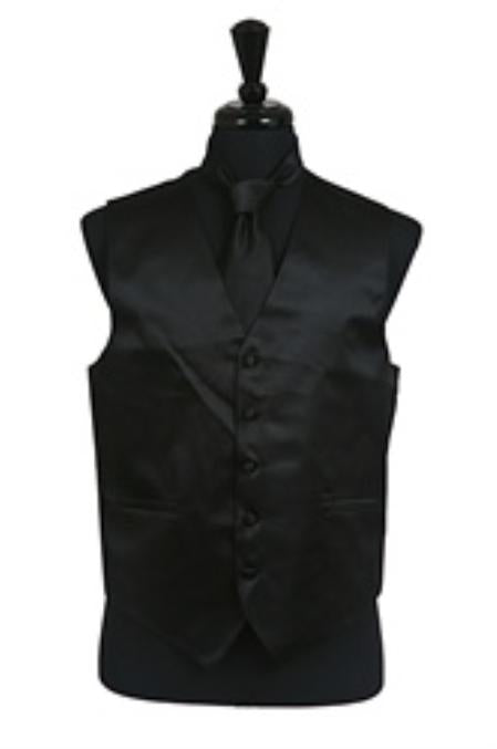 Men's Black Regular Fit Wedding Dress Tuxedo with Vest ~ Waistcoat ~ Waist coat Tie Set Buy 10 of same color Tie For $25 Each - Men's Neck Ties - Mens Dress Tie - Trendy Mens Ties mensusa