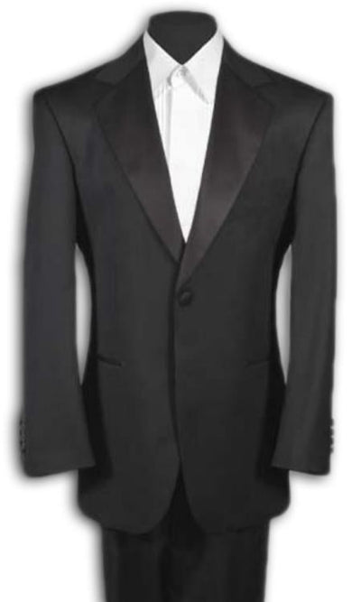 Men's Black Tuxedo 1 One Button Notch Tuxedo Suit - mensusa