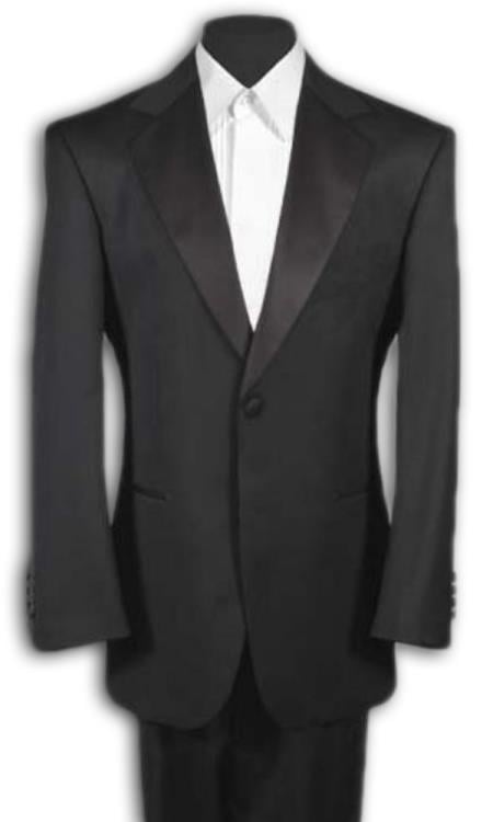 Men's Black Tuxedo 1 One Button Notch Tuxedo Suit - mensusa