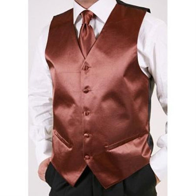 Men's Brown 2-piece Dress Tuxedo Wedding Vest ~ Waistcoat ~ Waist coat Set Buy 10 of same color Tie For $25 Each - Men's Neck Ties - Mens Dress Tie - Trendy Mens Ties mensusa
