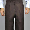 Men's Brown Single Pleat Pants unhemmed unfinished bottom mensusa