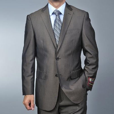 Men's Brown Teakweave 2-button Texture ~ Patterned Fabric Flat Front Pants Cheap Priced Business Suits Clearance Sale mensusa