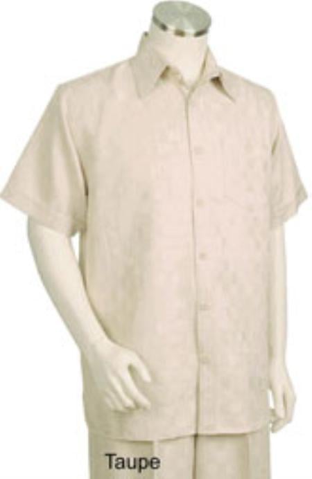 Men's Button Closure Short Sleeve Straight Cut Mens Walking Outfit Suit mensusa