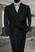 Men's Charcoal Classic Double Breasted Suit Solid Color Suit With Side Vent Jacket Pleated Pants mensusa