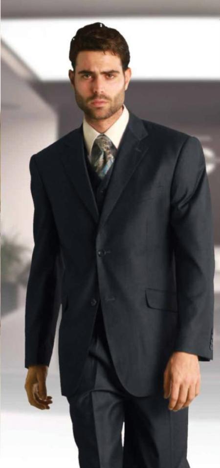 Men's Charcoal Classic Italian Fabric 2 Button three piece suit mensusa