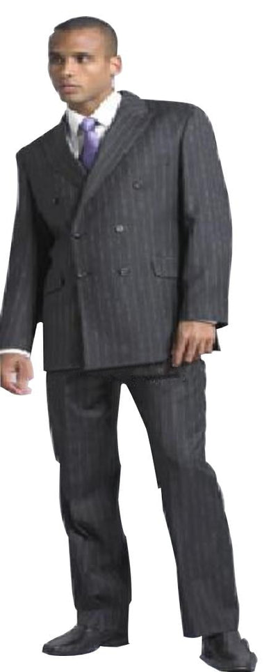 Men's Charcoal Pinstripe Double Breasted Suits - Color: Dark Grey Suit mensusa