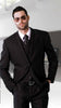 Men's Classic 3 Piece Extra Fine Fabric 2 Button Black Tone on Tone Suit - Shadow Stripe - Seersucker Fabric Summer Fabric Cotton Fabric - Black on Black Stripe mensusa