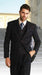 Men's Classic 3 Piece Pleated Pants Italian Fabric 2 Button Dark Navy Suit mensusa