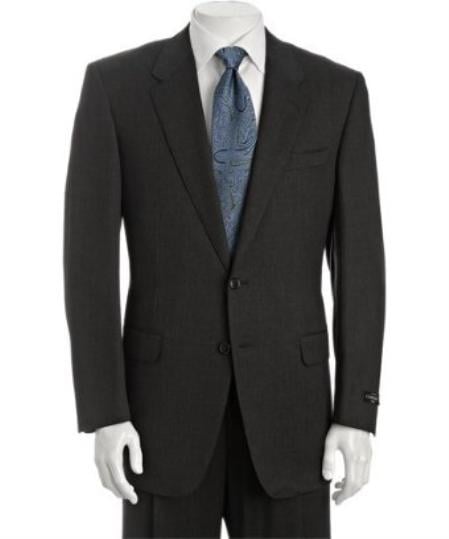 Men's Solid Grey 2 Button Front Closure Suit