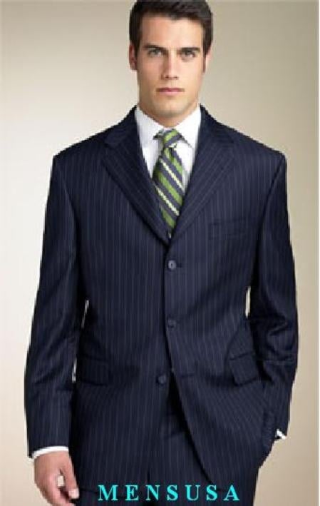 Mid Night Blue Double Black Vent Available In 2 Or 3 Buttons Style Regular Classic Cut Men'S Cheap Priced Business Suits Clearance Sale Super 140'S
