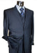 Men's Dark Navy Tone on Tone 3pc 2 Button single pleated pantsr three piece suit mensusa