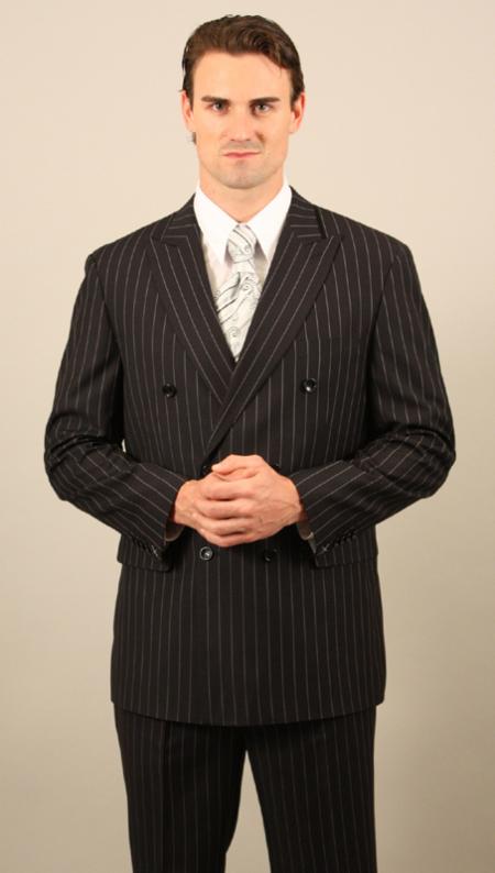 Men's Stripe 2 Button Dark Grey Side Vent Suit