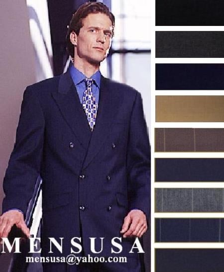Men's Double Breasted Worsted Virgin Wool Suit mensusa