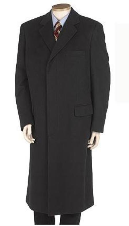 Men's Dress Coat Full Length Solid Black Men's Overcoat Wool Blend 3 B