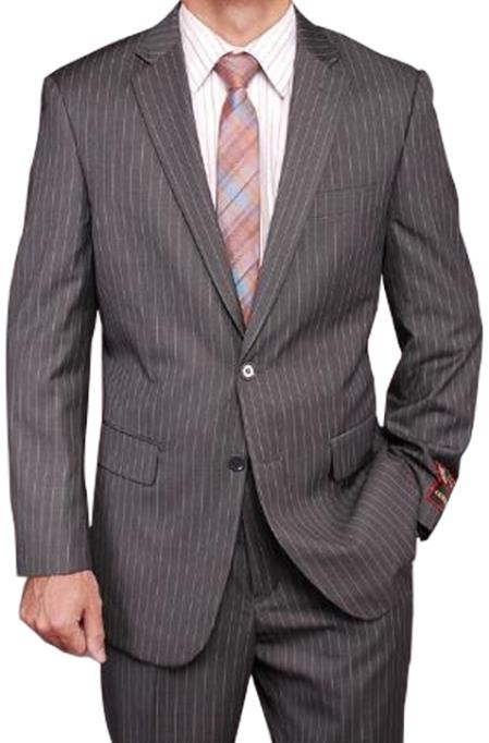 Gray Men's Two Button Front Pants Slim-fit 2 Piece Suits - Two piece Business suits Suit