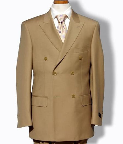 Men's Khaki ~ Bronze ~ Camel Double Breasted Suits Dress Fabric Discounted Suit Pleated Pants mensusa