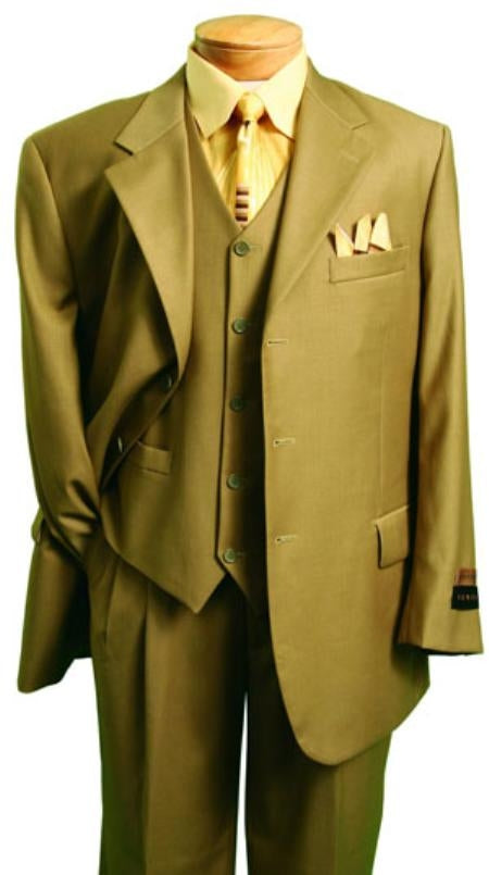 Retail $1295  Flat Front No Pleated Pants & 2 Button Brown Suits On Sale  2 Piece Suits - Two piece Business suits