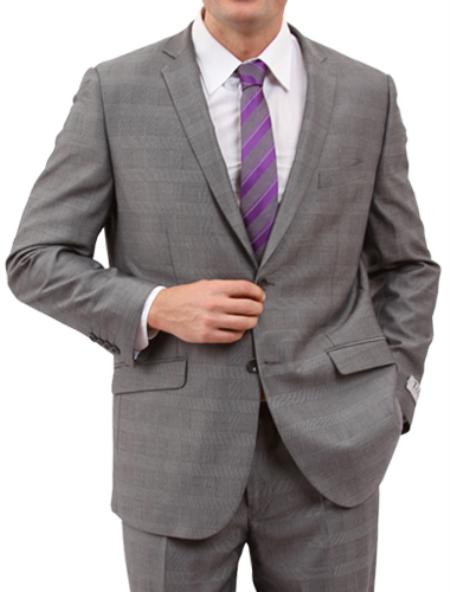 Men's Light Grey 2 Button Front Closure Suit — Menssuitsatlanta