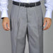 Men's Light Grey Single Pleat Pants unhemmed unfinished bottom mensusa