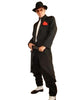 Men's Liquid Jet Black Fashion Long Zoot Suit + Shirt & Tie & Hat mensusa
