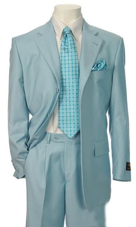 Men's Multi-Stage Party Available in 2 or Three ~ 3 Buttons Style Regular Classic Cut Cheap Priced Business Suits Clearance Sale Collection Light Blue ~ Sky Baby Blue mensusa