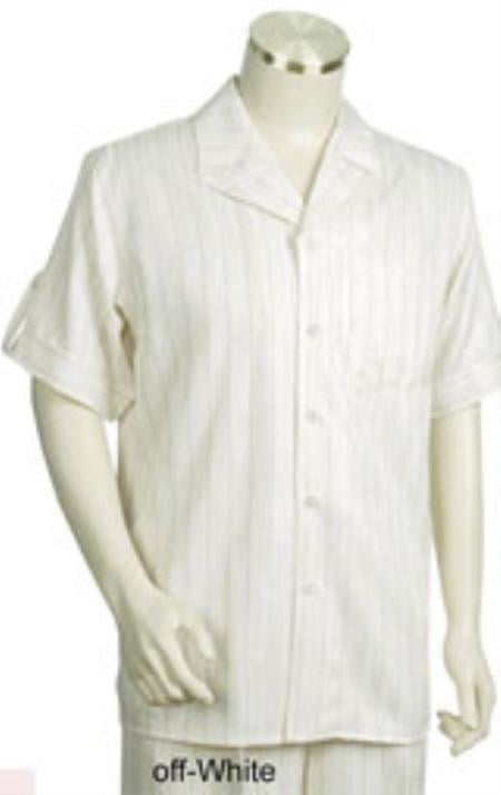 Men's Notch Collar Short Sleeve Two Piece Mens Walking Outfit mensusa
